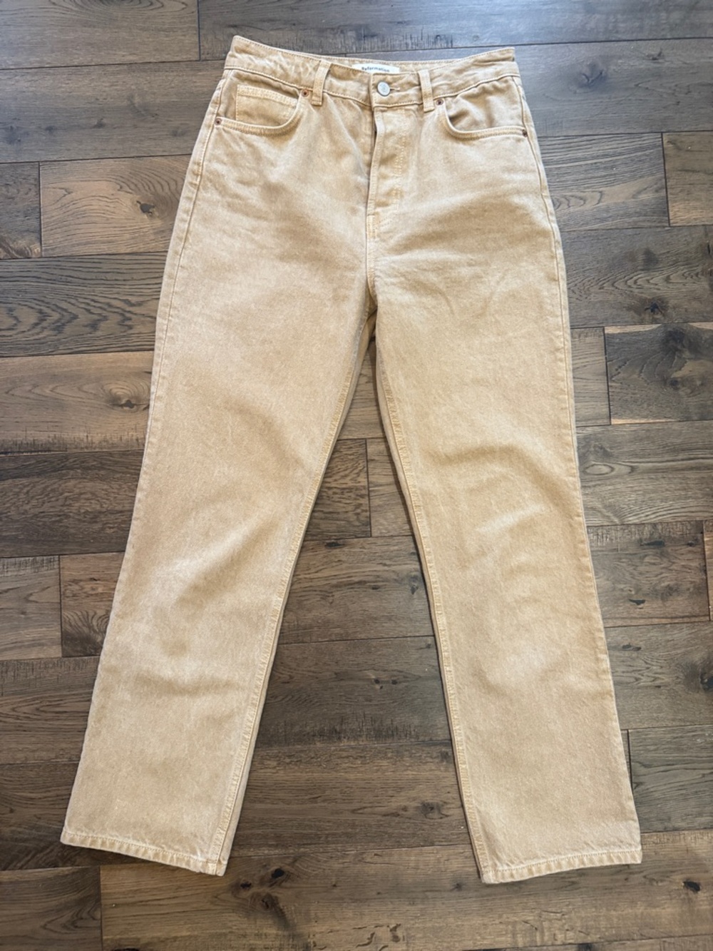 Reformation Beige Cropped Ankle Jeans